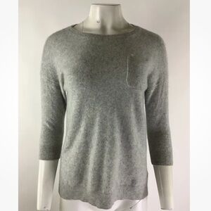 Vineyard Vines Womens Sz S 100% Cashmere Sweater Tee Gray 3/4 Sleeve Pullover